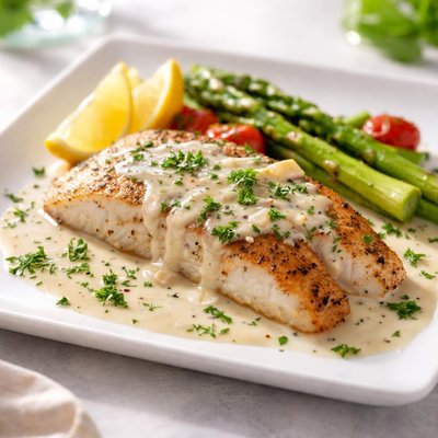 Fish with cream sauce