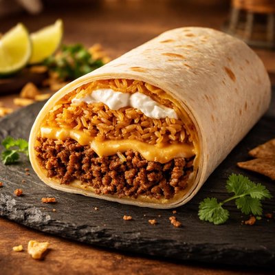 Five layer beefy burrito