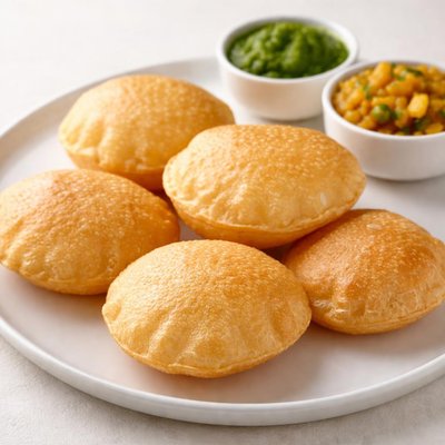 Five medium  puris