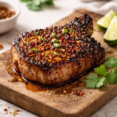 Five spice honey glazed pork chop