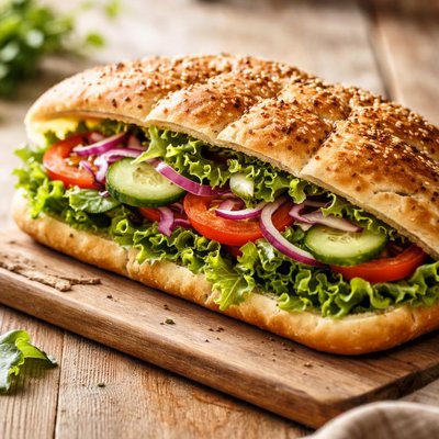 Fladenbrot mit salat und tomate