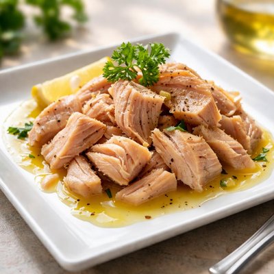 Flaked white tuna in oil