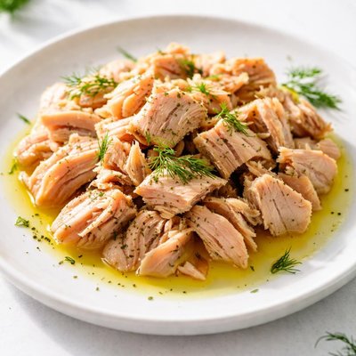 Flakes tuna in oil with dill