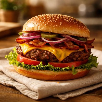 Flame grilled burger