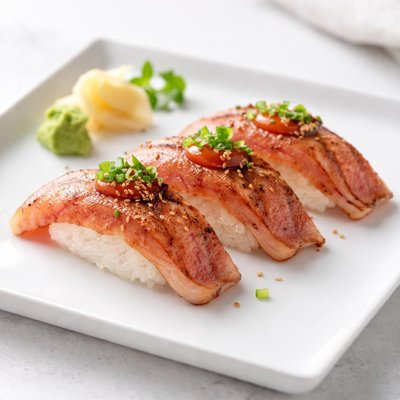 Flamed nigiri tuna