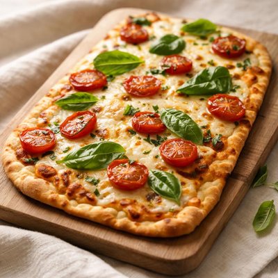 Flat bread margarita pizza