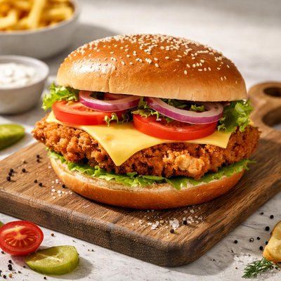 Flat chicken burger from just burger