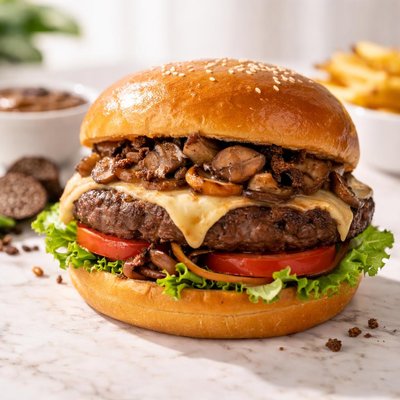 Flat truffle beef burger from just burger