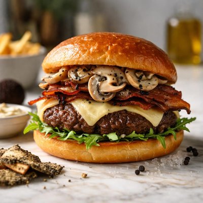 Flat truffle burger