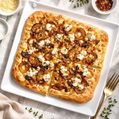 Flatbread with caramelized onions and cheese