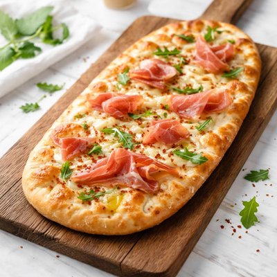 Flatbread with ham and chees