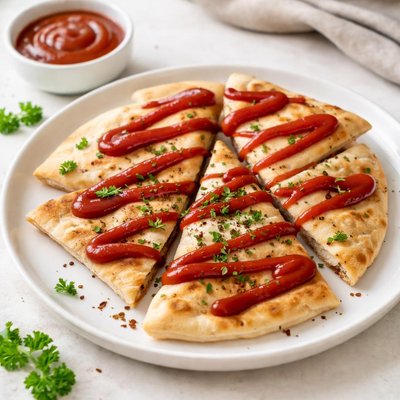 Flatbread with ketchup