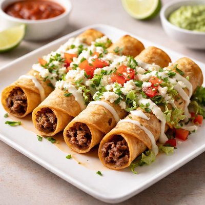 Flautas mexicanas de carne