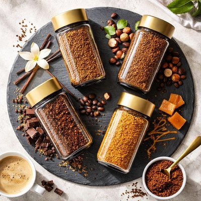 Flavored instant coffee