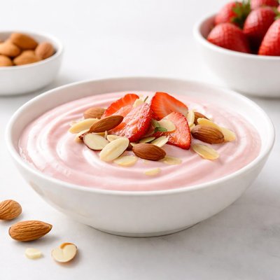 Flavoured yougurt and almonds