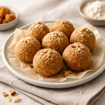 Flour and jaggery laddo