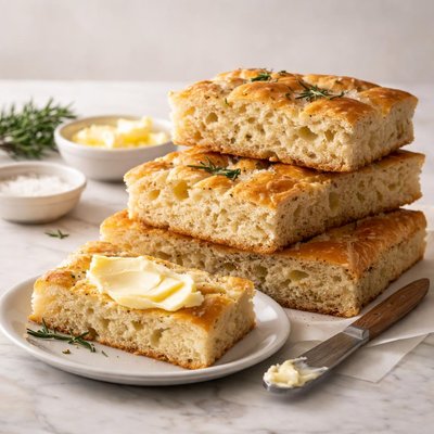 Focaccia bread with butter
