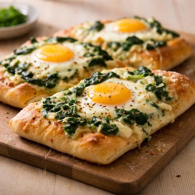 Focaccia cheese egg spinach