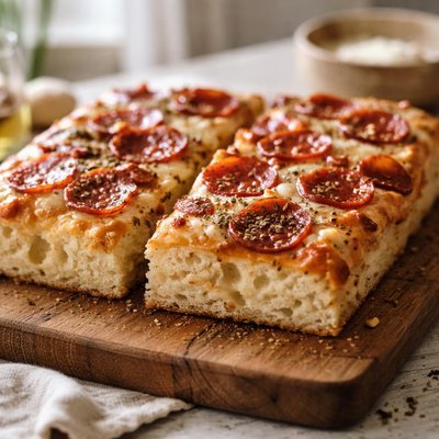 Focaccia pepperoni