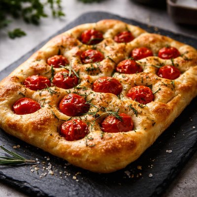 Focaccia with cherry tomatoes