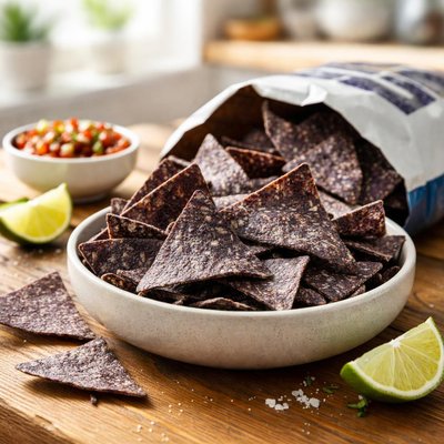 Food should taste good blue corn tortilla chips