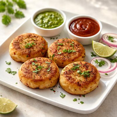 Four small aloo tikkis