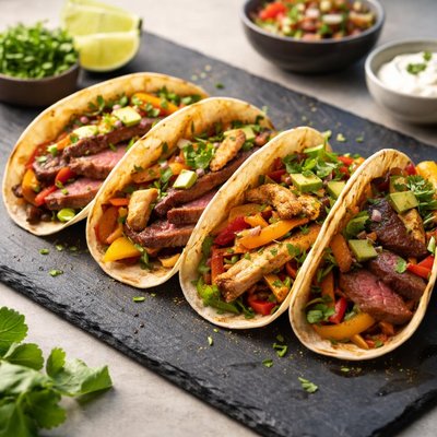 Four steak and chicken fajita