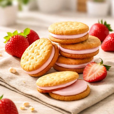 Fox strawberry cream biscuit