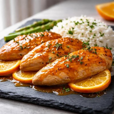 Frango com molho laranja