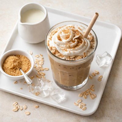 Frappe with oat milk and sugar