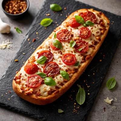 French bread pizza half