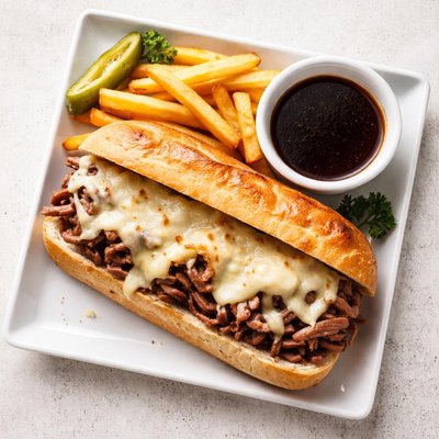 French dip sandwich with cheese