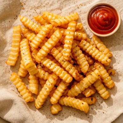 French fried crinkle cut fries