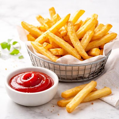 French fries and ketchup