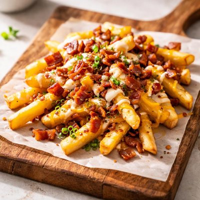 French fries with bacon and cheese