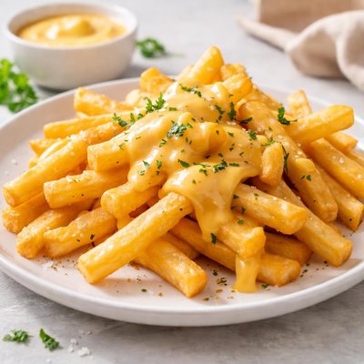French fries with cheese sauce