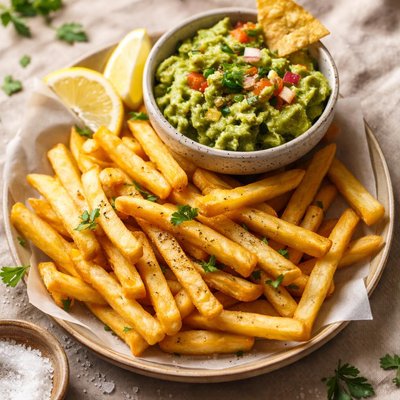 French fries with guacamole