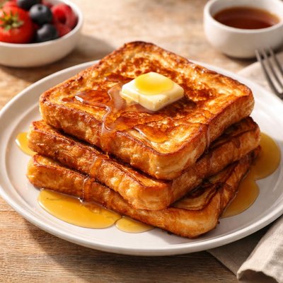 French toast with butter and syrup
