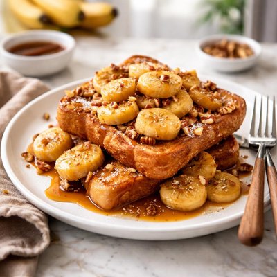 French toast with caramelized bananas