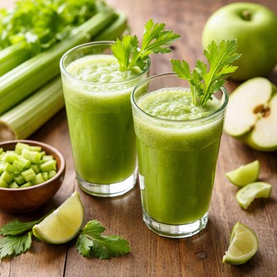 Fresh celery and apple juice