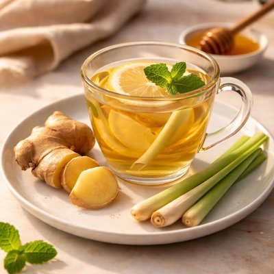 Fresh ginger and lemongrass tea