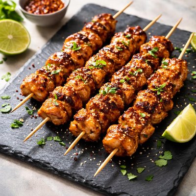 Fresh grill sweet chili lime chicken skewers