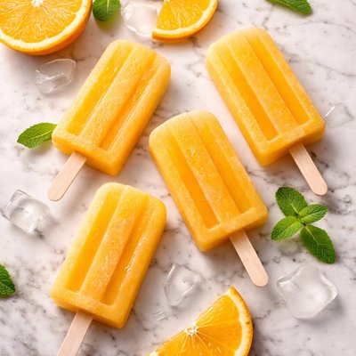 Fresh orange juice popsicle