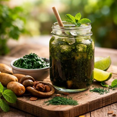 Fresh spirulina with tamarind water