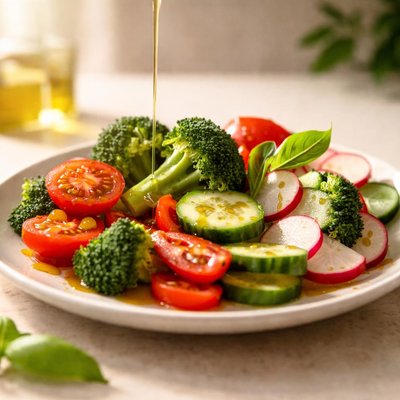 Fresh vegetables with oil