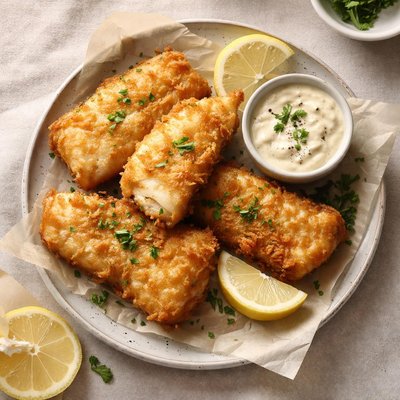 Fried alaskan cod