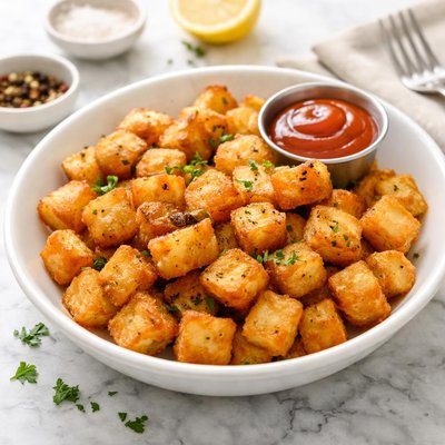 Fried american potato cubes