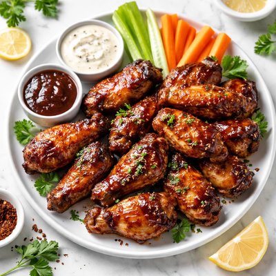 Fried barbecue chicken wings