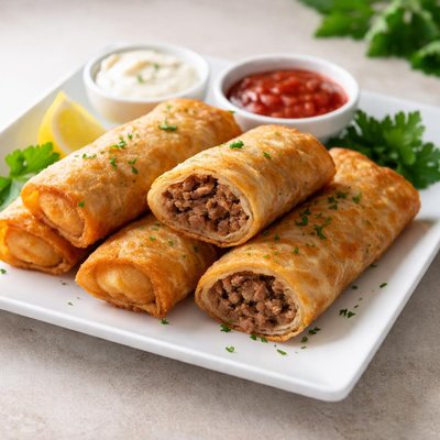 Fried beef in dough