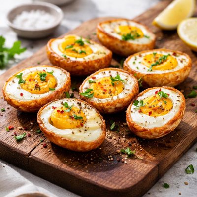 Fried boiled eggs